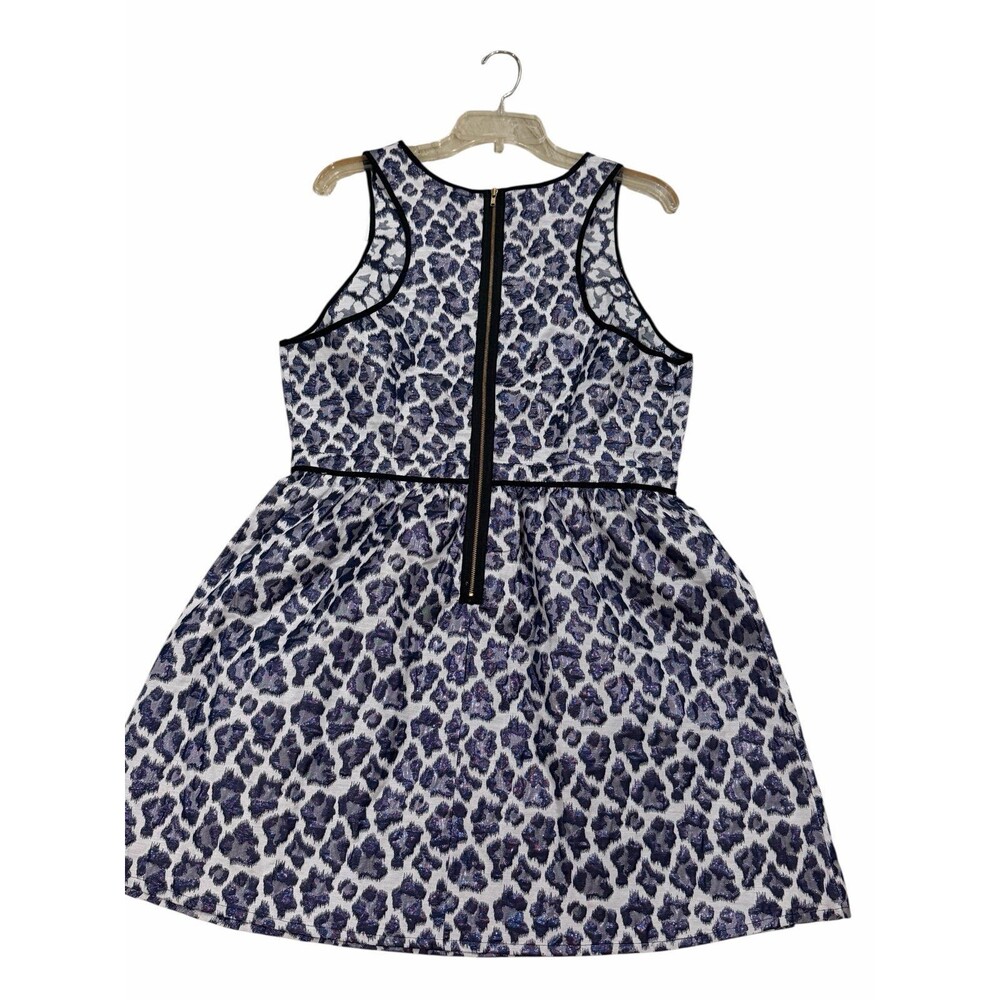 Topshop Blue Leopard Print Sleeveless Fit & Flare Dress NWT